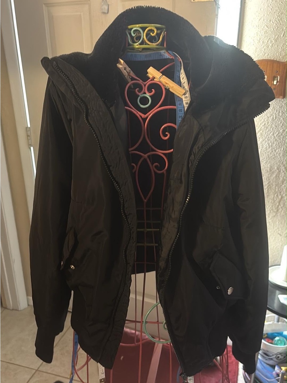 Fashion Nova Black Bomber Jacket with Hood